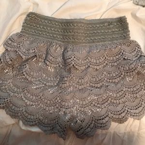 Grey Flowy Lace Shorts